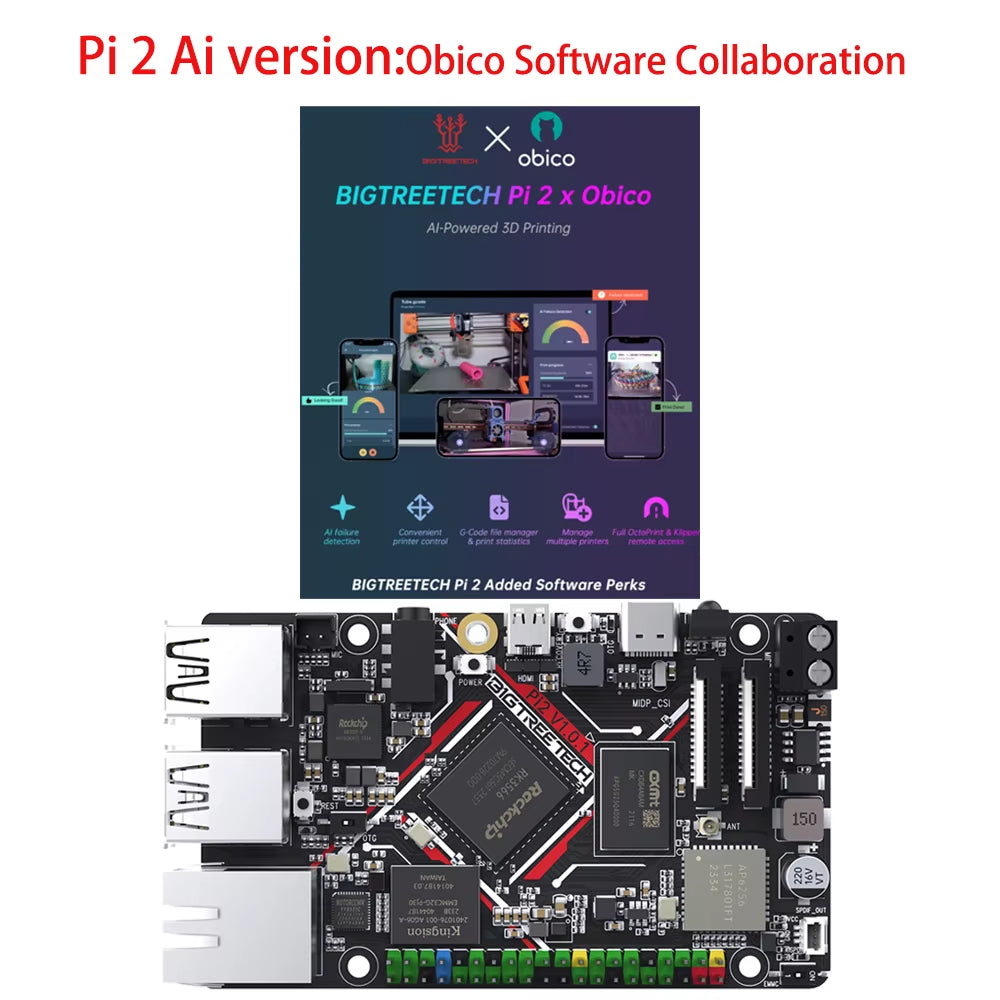 BTT PI 2 RK3566 Quad-Core RAM 2GB ROM 32GB 2.4G Wifi 40Pin GPIO VS Raspberry PI for Klipper 3D Printer Parts DIY