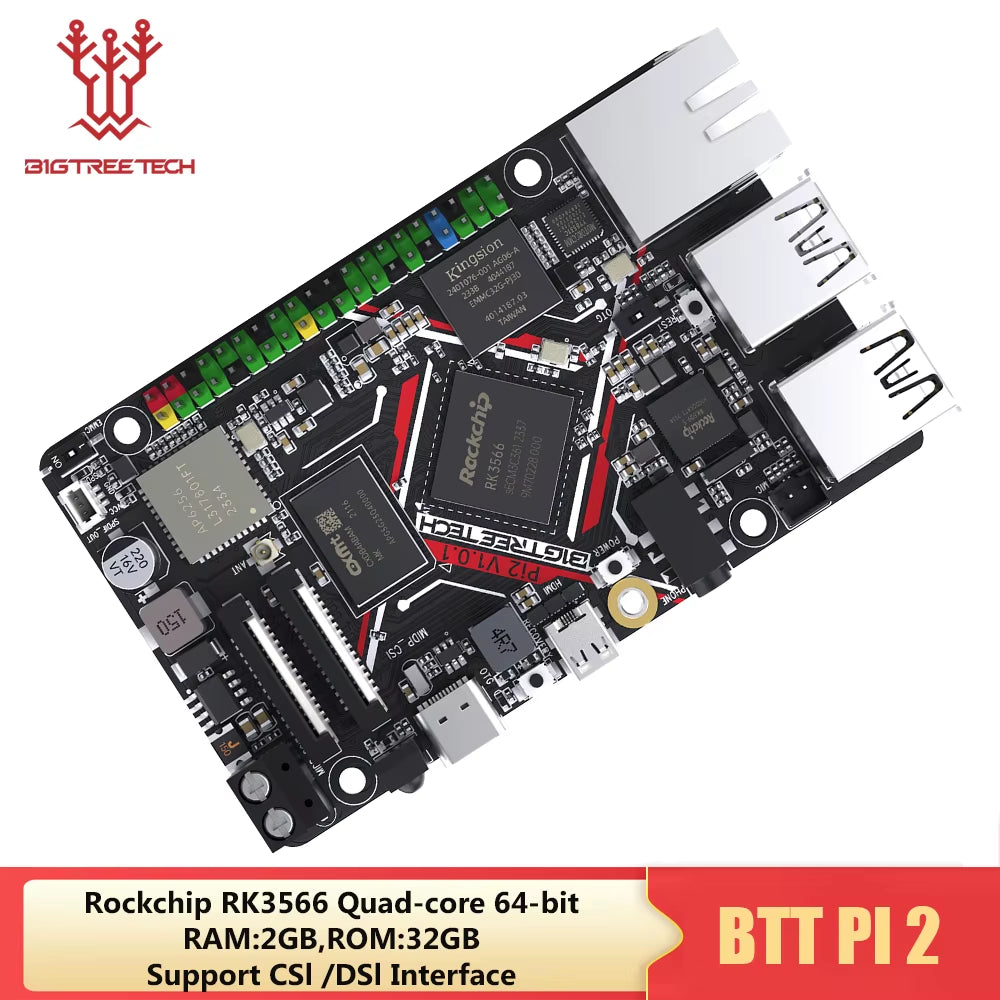 BTT PI 2 RK3566 Quad-Core RAM 2GB ROM 32GB 2.4G Wifi 40Pin GPIO VS Raspberry PI for Klipper 3D Printer Parts DIY