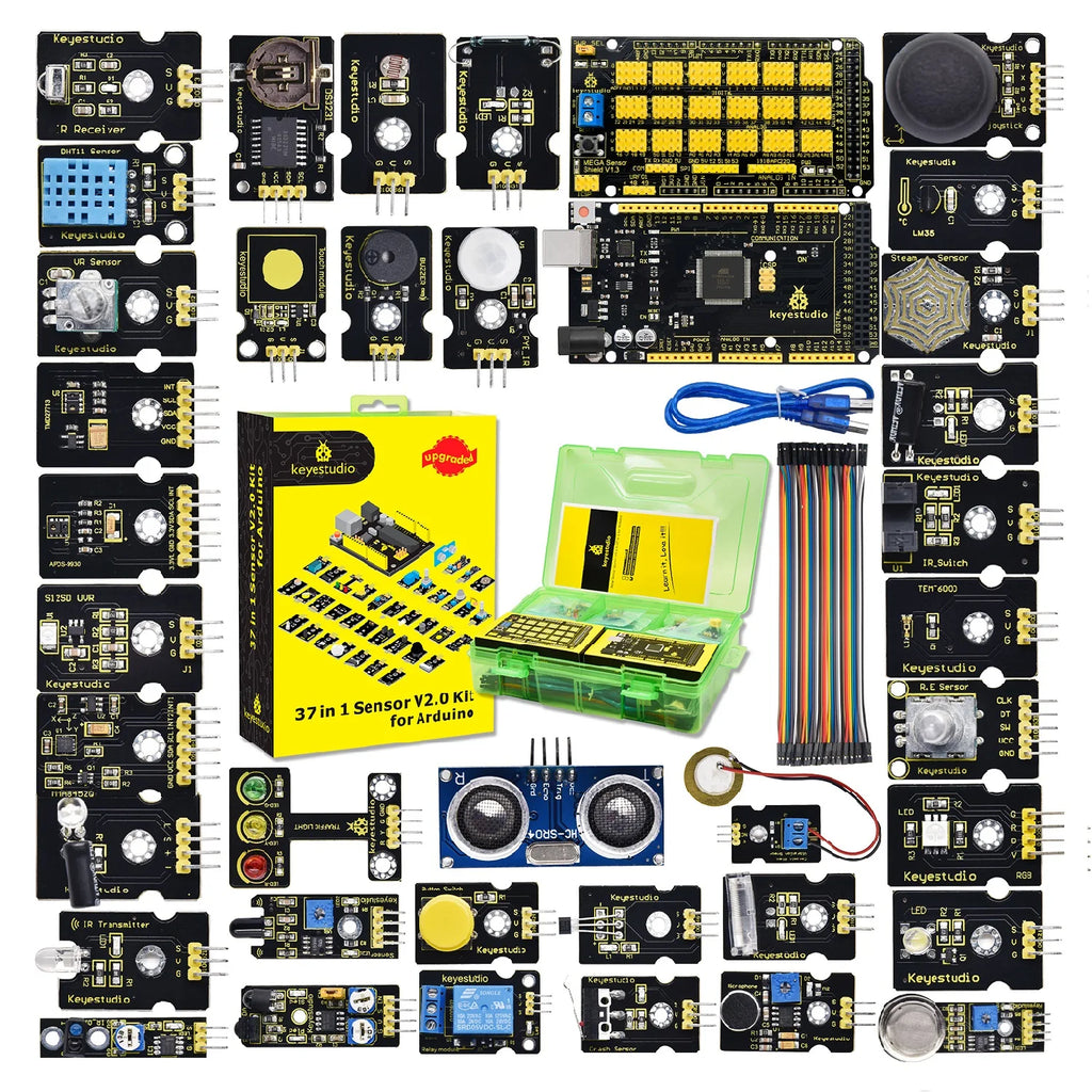 37 in 1 Box Sensor Kit V2.0 Mega Controller Board Sensor Electronic Kit for Arduino Starter Kit 37Pcs Modules