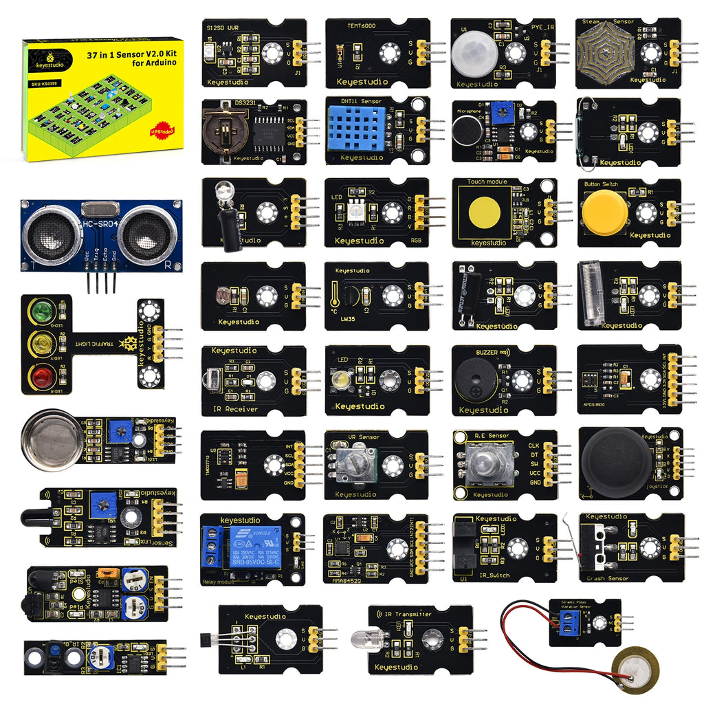 37 in 1 Box Sensor Kit V2.0 Mega Controller Board Sensor Electronic Kit for Arduino Starter Kit 37Pcs Modules