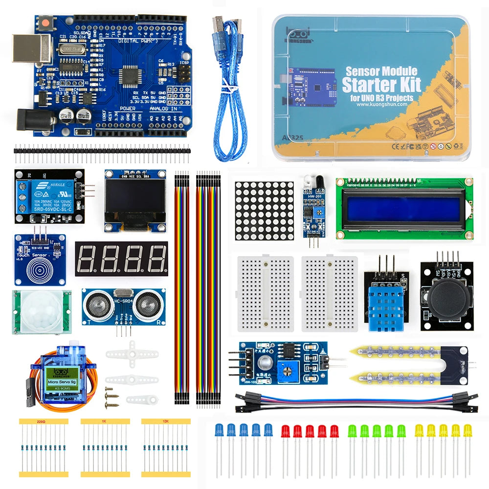 Sensor Module Starter Kit for Arduino Set R3 0.96 OLED 1602 LCD Display with Tutorial for Arduino Uno