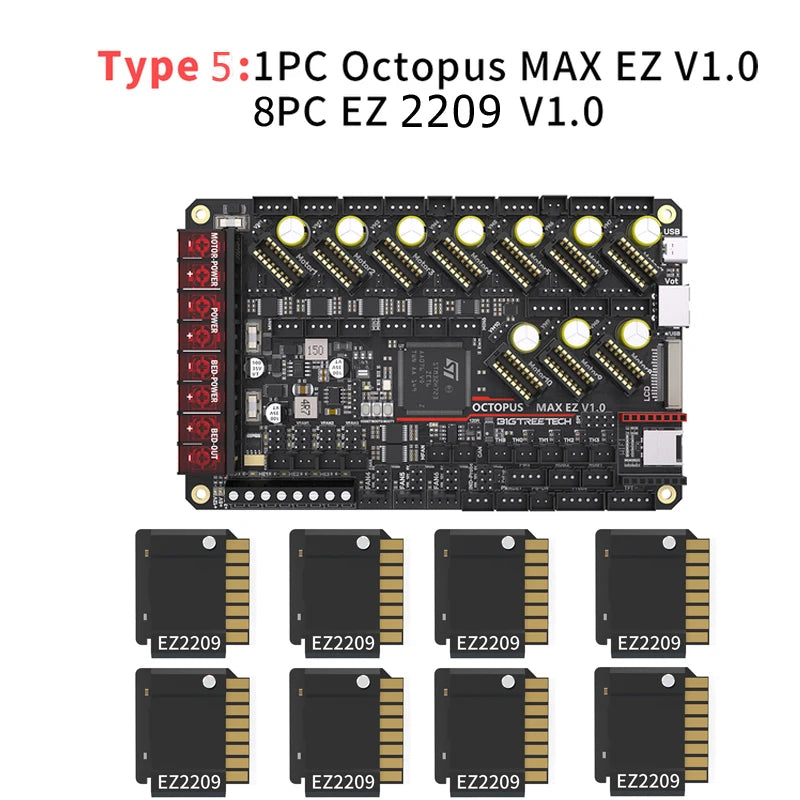 Octopus MAX EZ V1.0 BTT Motherboard Upgrade Octopus Pro 3D Printer Parts TMC5160 TMC2209 for Voron 2.4 Kits Corexy